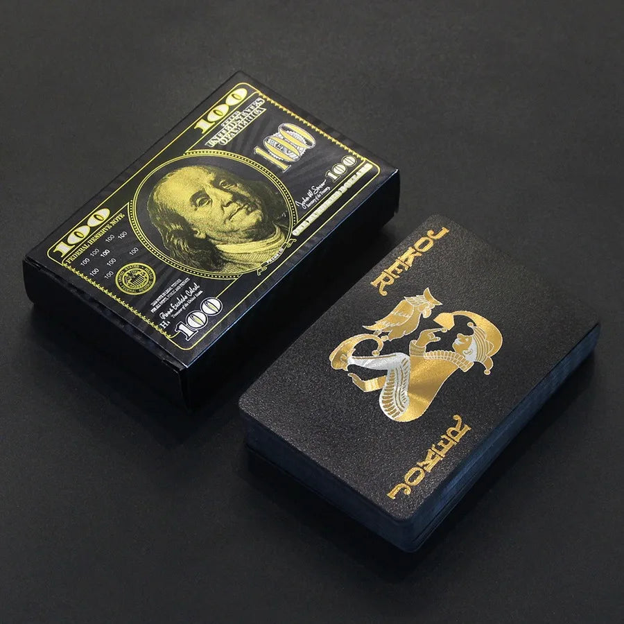 55PCS Gold Foil Playing Kaarten 24K Gold Plastic Poker Set, Waterdichte en duurzame Magic Game Kaarten