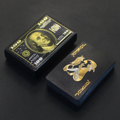 55PCS Gold Foil Playing Kaarten 24K Gold Plastic Poker Set, Waterdichte en duurzame Magic Game Kaarten