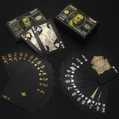 55PCS Gold Foil Playing Kaarten 24K Gold Plastic Poker Set, Waterdichte en duurzame Magic Game Kaarten