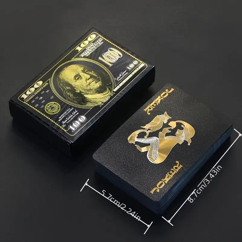 55PCS Gold Foil Playing Kaarten 24K Gold Plastic Poker Set, Waterdichte en duurzame Magic Game Kaarten