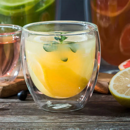 2-18PCS Double mur haute tasses en verre Borosilicate – Thé résistant à la chaleur, café, lait, et tasses de jus, Creative Bar Drinkware
