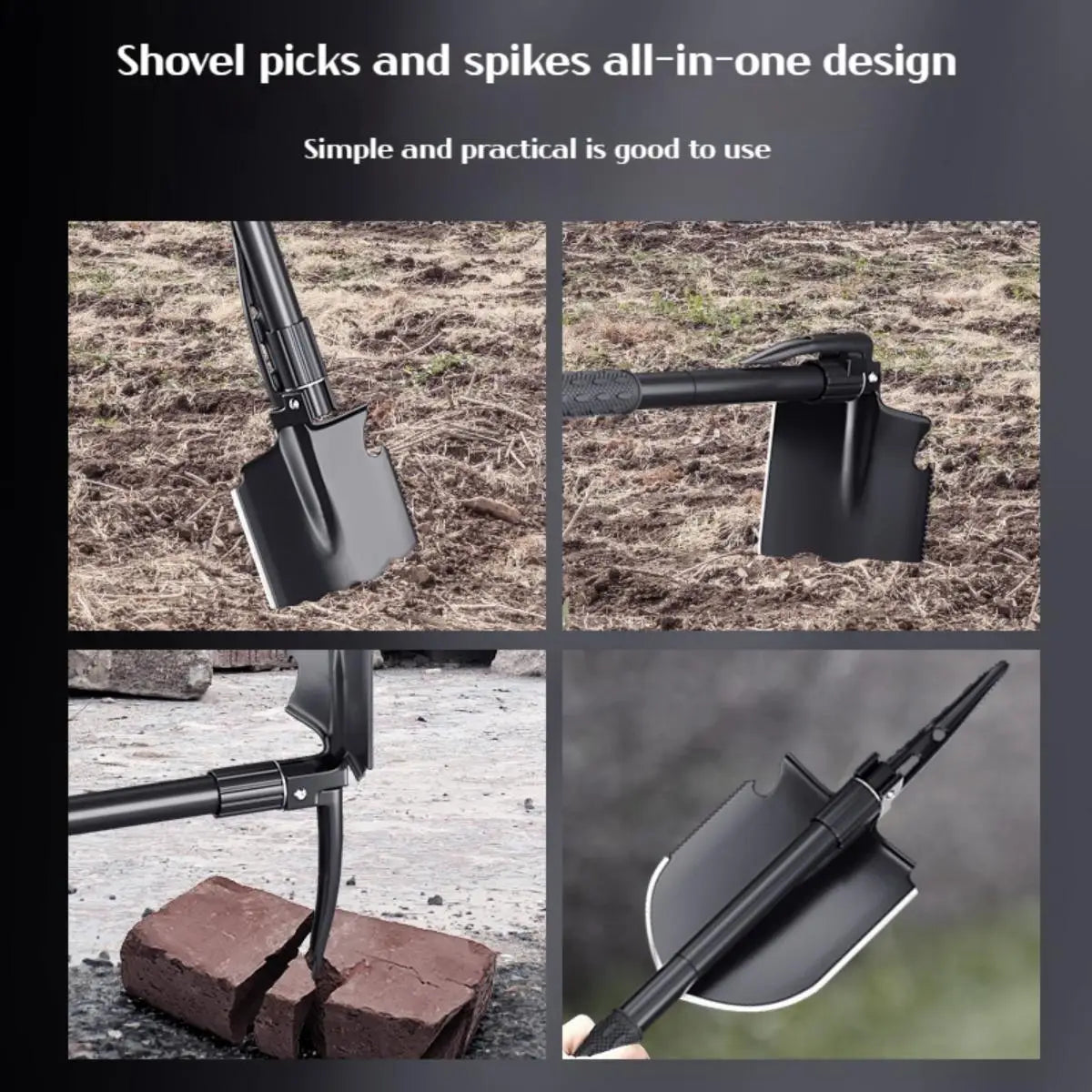 1PC Outdoor pliable Camping Shovel – Outil multifonctionnel d'entrenching de randonnée, Portable Garden & Survival Shovel