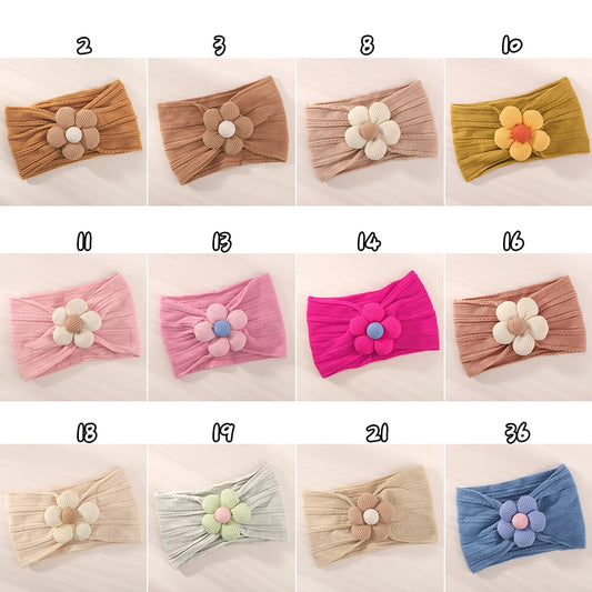 1Pc Baby Nylon Headcarf – Bandeau de fleur fait à la main pour les nouveau-nés, Turban de cheveux élastiques pour tout-petits