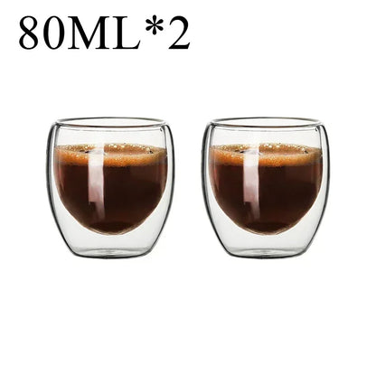 2-18PCS Double mur haute tasses en verre Borosilicate – Thé résistant à la chaleur, café, lait, et tasses de jus, Creative Bar Drinkware