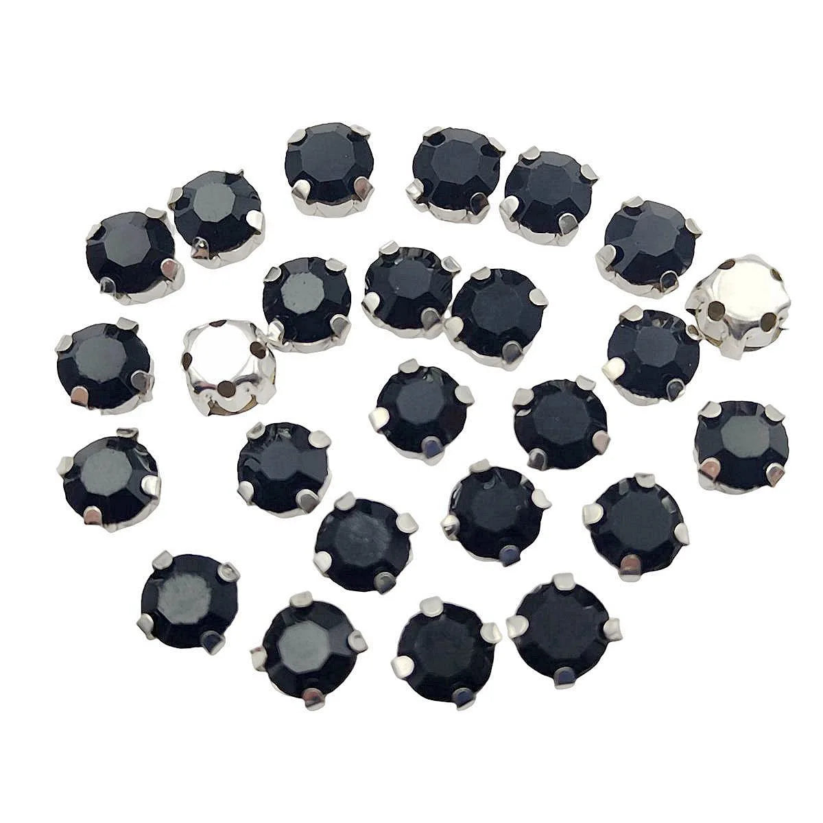 Strass rond en verre avec griffe – Cristaux de base en argent cousue pour vêtements, chaussures et artisanat