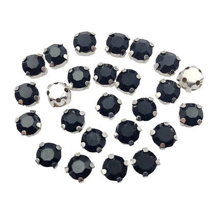 Strass rond en verre avec griffe – Cristaux de base en argent cousue pour vêtements, chaussures et artisanat