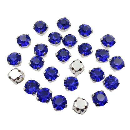 Strass rond en verre avec griffe – Cristaux de base en argent cousue pour vêtements, chaussures et artisanat