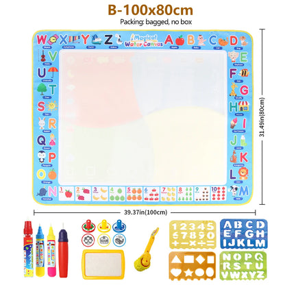 100x80CM Montessori Magic Drawing Board &amp; Reusable Water Doodle Mat voor kinderen Educatieve Kunst & Pen Control Training