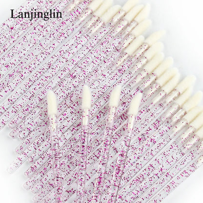 Lanjinglin 5/50 Pcs Brosses jetables de maquillage de brosse à lèvres – Applicateur de rouge à lèvres Wands & Eyelash Extension Tool, Accessoires de beauté professionnels