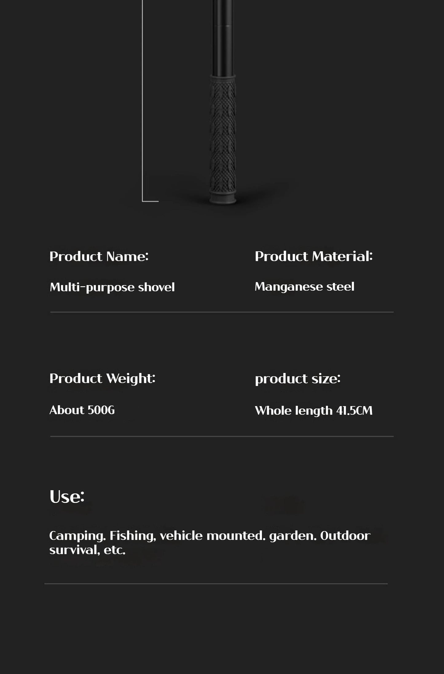 1PC Outdoor pliable Camping Shovel – Outil multifonctionnel d'entrenching de randonnée, Portable Garden & Survival Shovel