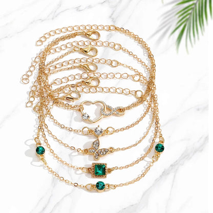 5pcs Vintage Strass Bracelet Set – Infinity & Geometric Designs, Bijoux de mode pour les femmes, Cadeau parfait et port occasionnel