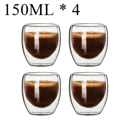 2-18PCS Double mur haute tasses en verre Borosilicate – Thé résistant à la chaleur, café, lait, et tasses de jus, Creative Bar Drinkware