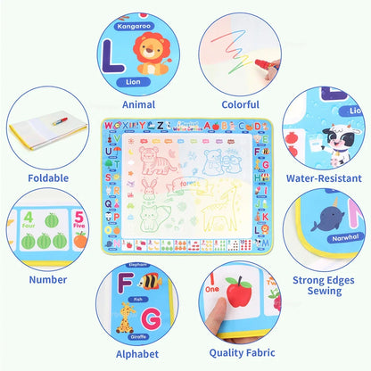 100x80CM Montessori Magic Drawing Board &amp; Reusable Water Doodle Mat voor kinderen Educatieve Kunst & Pen Control Training