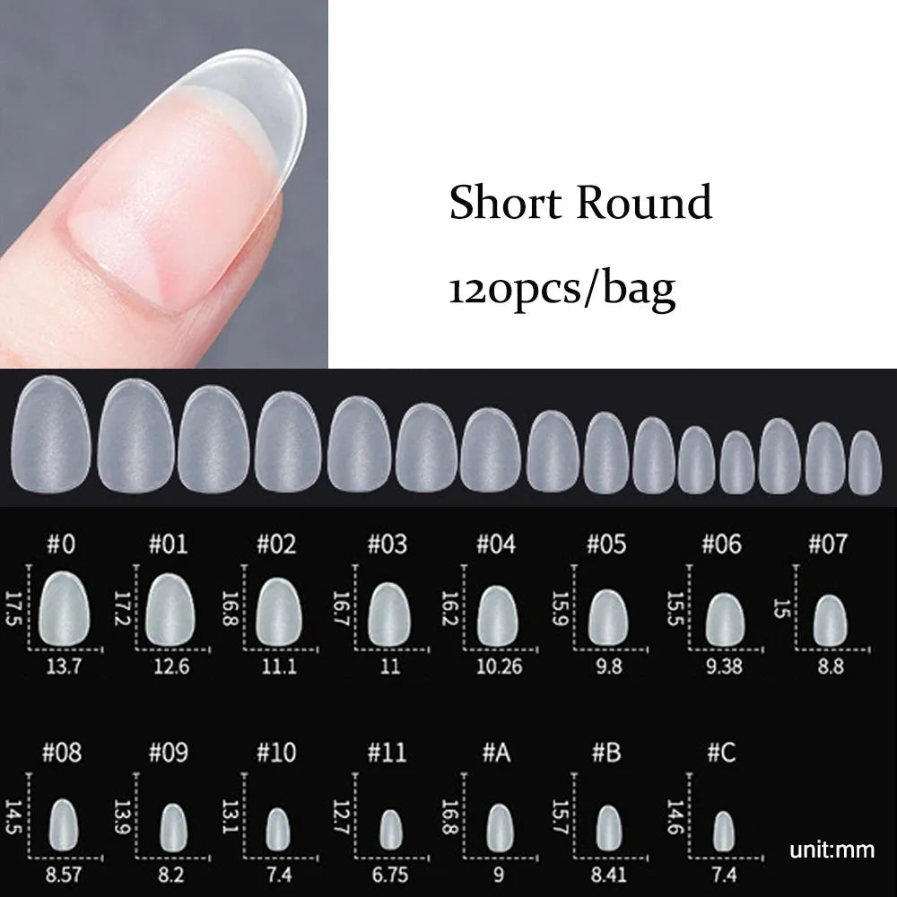 120PCS Matte Press-On Conseils d'ongles – Soft Full-Cover Almond faux ongles pour la manucure bricolage