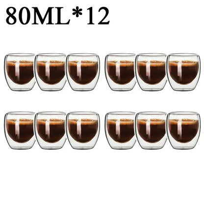 2-18PCS Double mur haute tasses en verre Borosilicate – Thé résistant à la chaleur, café, lait, et tasses de jus, Creative Bar Drinkware