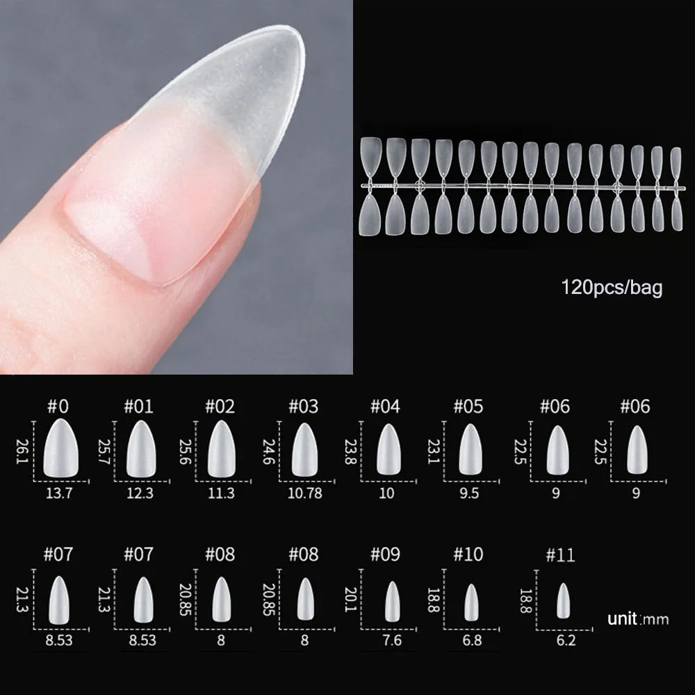 120PCS Matte Press-On Conseils d'ongles – Soft Full-Cover Almond faux ongles pour la manucure bricolage