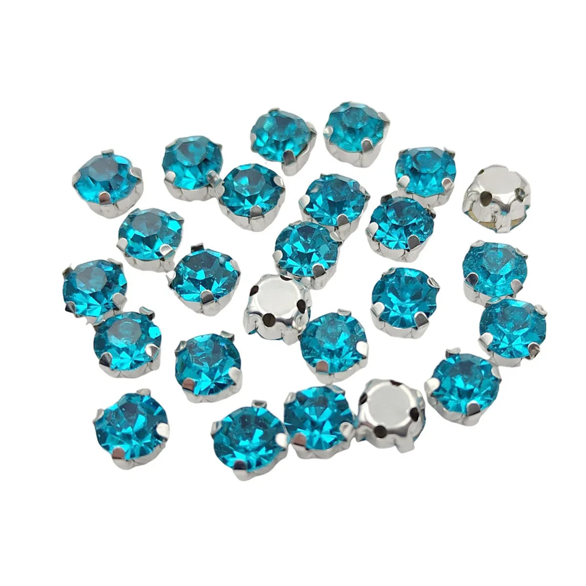 Strass rond en verre avec griffe – Cristaux de base en argent cousue pour vêtements, chaussures et artisanat