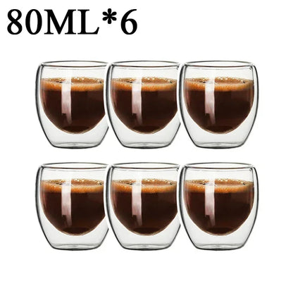 2-18PCS Double mur haute tasses en verre Borosilicate – Thé résistant à la chaleur, café, lait, et tasses de jus, Creative Bar Drinkware