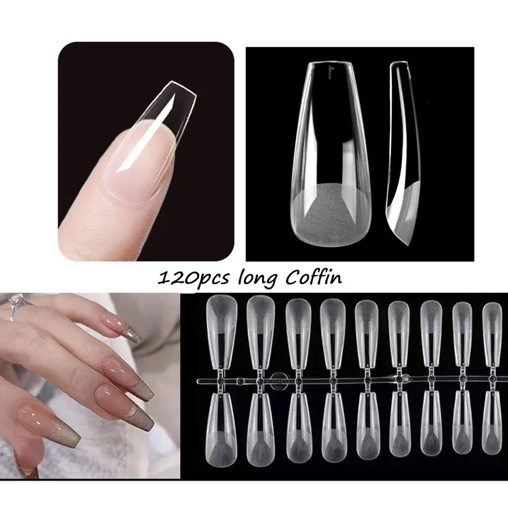 120PCS Matte Press-On Conseils d'ongles – Soft Full-Cover Almond faux ongles pour la manucure bricolage