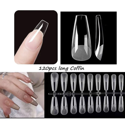 120PCS Matte Press-On Conseils d'ongles – Soft Full-Cover Almond faux ongles pour la manucure bricolage