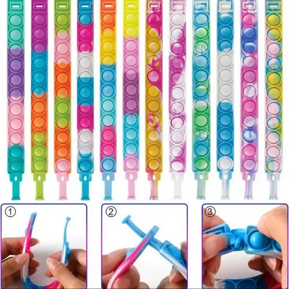 12/24/36PCS Siliconen Kleurrijke Bubble Polsband .Kids Party Favors, Birthday Gifts, bruiloft souvenirs, carnaval & vakantie armbanden