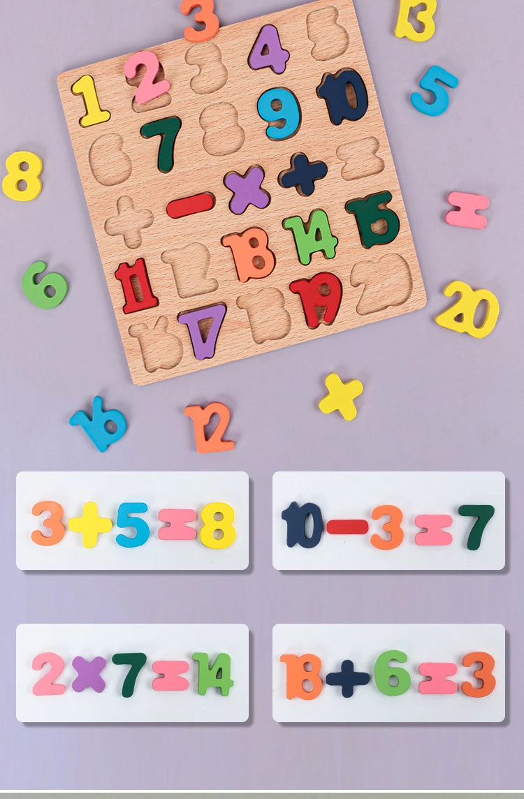 Kids Alfabet & Number Houten Puzzel Montessori Preschool Educatieve Speelgoed