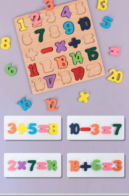 Kids Alfabet & Number Houten Puzzel Montessori Preschool Educatieve Speelgoed