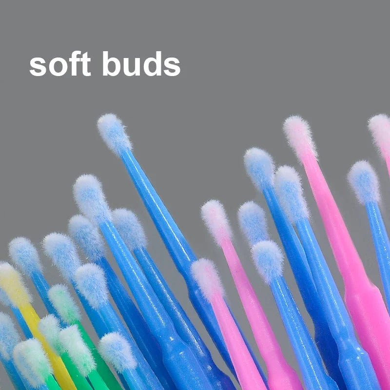 100PCS wimpers reinigen Penselen Micro katoenen swabs voor Lash uitbreidingen en make-up verwijderen