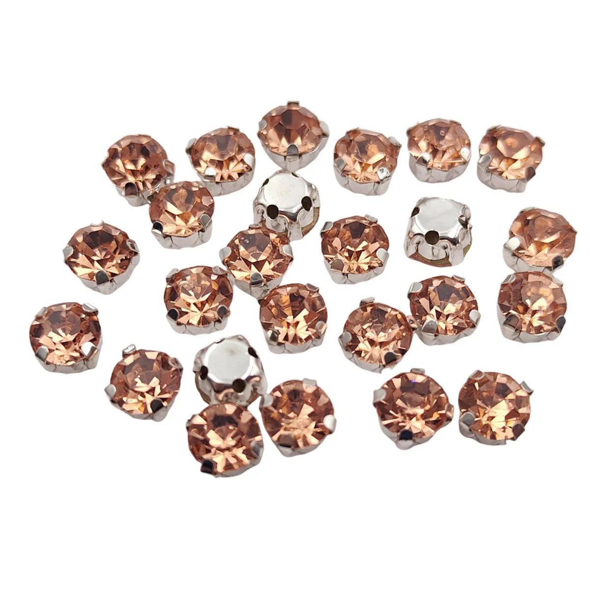 Strass rond en verre avec griffe – Cristaux de base en argent cousue pour vêtements, chaussures et artisanat