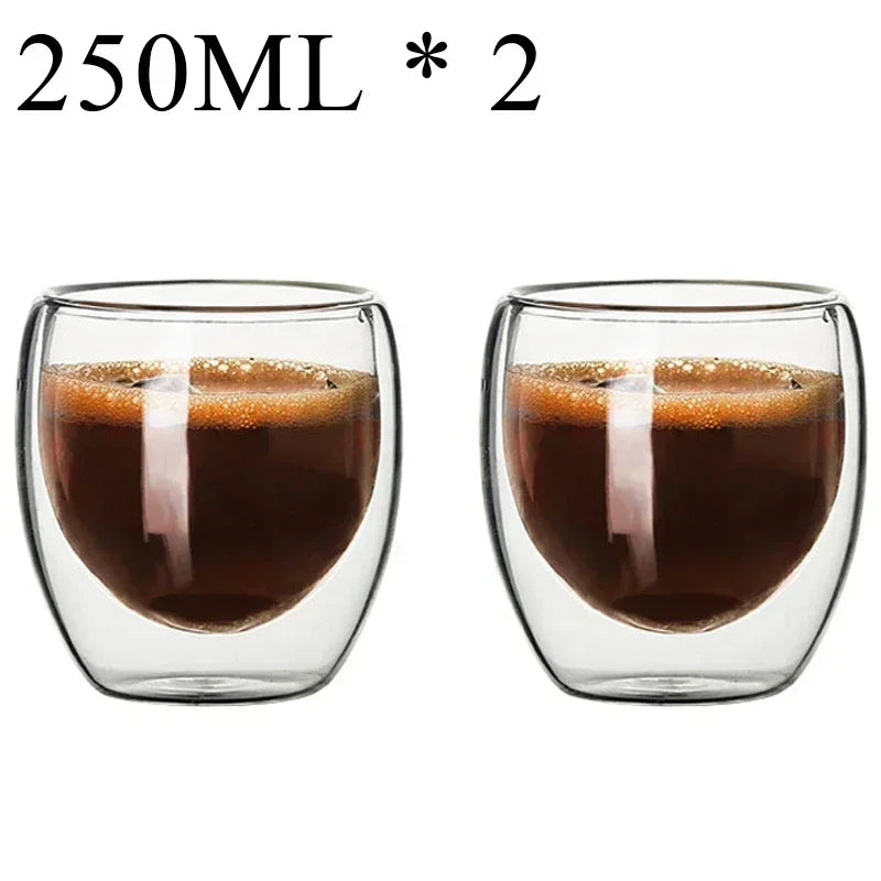 2-18PCS Double mur haute tasses en verre Borosilicate – Thé résistant à la chaleur, café, lait, et tasses de jus, Creative Bar Drinkware