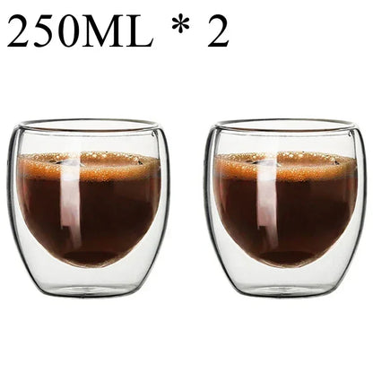 2-18PCS Double mur haute tasses en verre Borosilicate – Thé résistant à la chaleur, café, lait, et tasses de jus, Creative Bar Drinkware