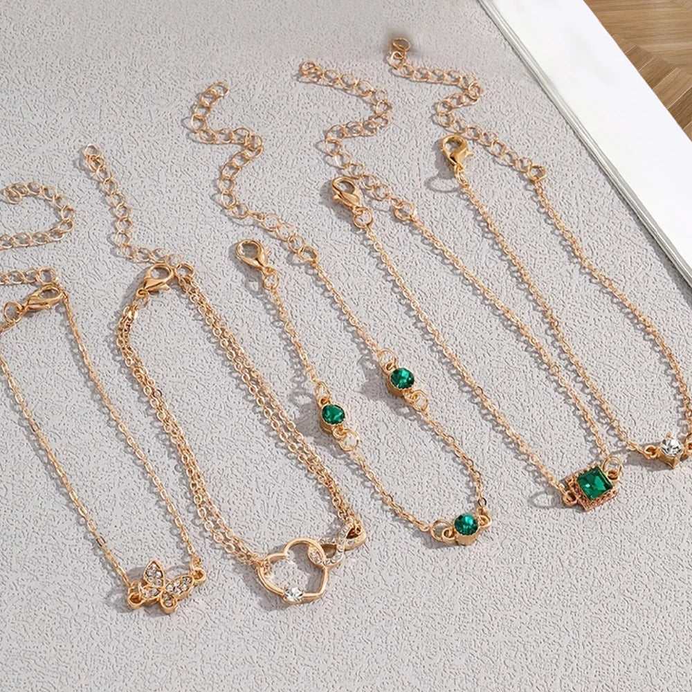 5pcs Vintage Strass Bracelet Set – Infinity & Geometric Designs, Bijoux de mode pour les femmes, Cadeau parfait et port occasionnel