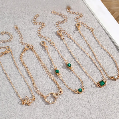 5pcs Vintage Strass Bracelet Set – Infinity & Geometric Designs, Bijoux de mode pour les femmes, Cadeau parfait et port occasionnel