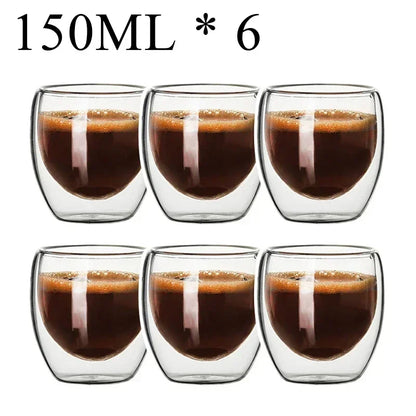 2-18PCS Double mur haute tasses en verre Borosilicate – Thé résistant à la chaleur, café, lait, et tasses de jus, Creative Bar Drinkware