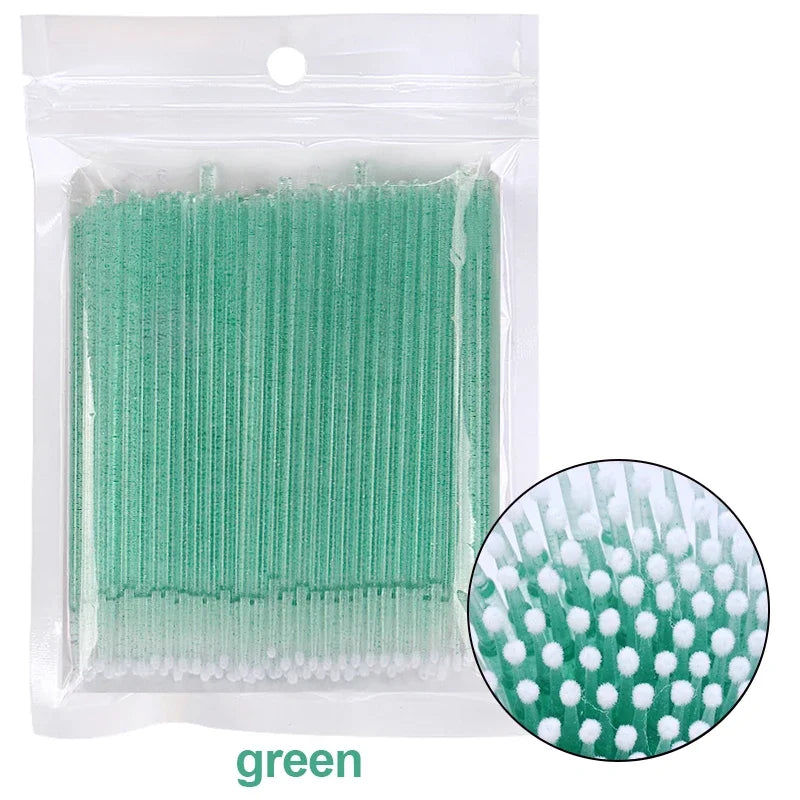 100PCS wimpers reinigen Penselen Micro katoenen swabs voor Lash uitbreidingen en make-up verwijderen