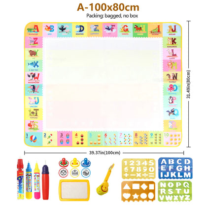 100x80CM Montessori Magic Drawing Board &amp; Reusable Water Doodle Mat voor kinderen Educatieve Kunst & Pen Control Training