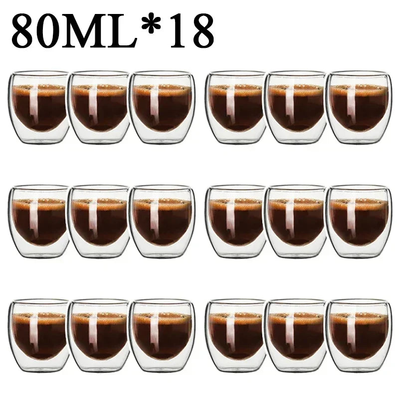 2-18PCS Double mur haute tasses en verre Borosilicate – Thé résistant à la chaleur, café, lait, et tasses de jus, Creative Bar Drinkware
