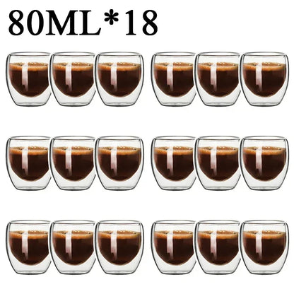 2-18PCS Double mur haute tasses en verre Borosilicate – Thé résistant à la chaleur, café, lait, et tasses de jus, Creative Bar Drinkware