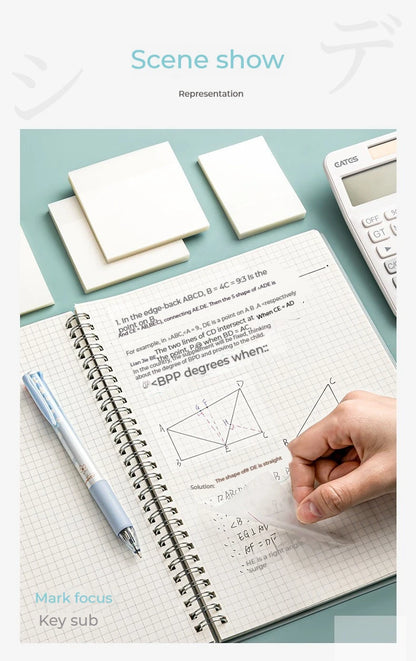 50 feuilles Notes collantes transparentes – Stickers Message & Signature imperméables pour les carnets