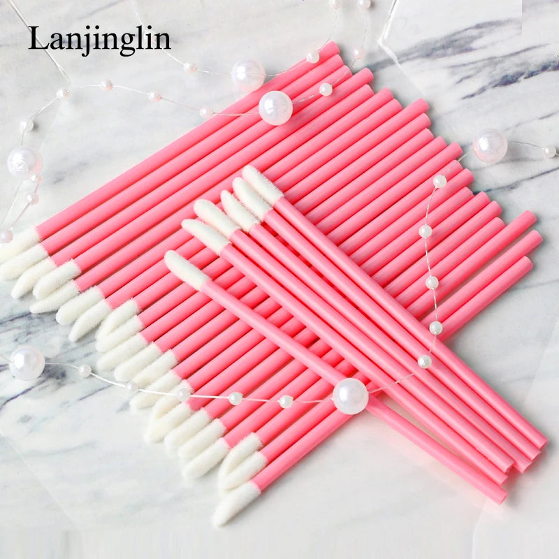 Lanjinglin 5/50 Pcs Brosses jetables de maquillage de brosse à lèvres – Applicateur de rouge à lèvres Wands & Eyelash Extension Tool, Accessoires de beauté professionnels