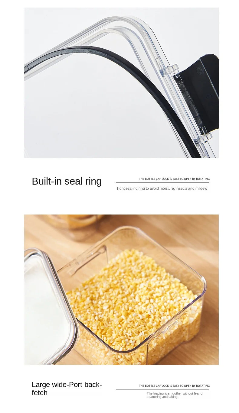 1PC luchtdichte verzegelde opslagpot . . Plastic graan, Pasta & Seizoen Container . .
