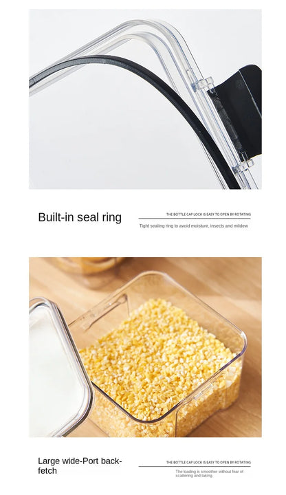 1PC luchtdichte verzegelde opslagpot . . Plastic graan, Pasta & Seizoen Container . .