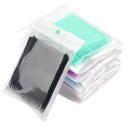 100PCS wimpers reinigen Penselen Micro katoenen swabs voor Lash uitbreidingen en make-up verwijderen