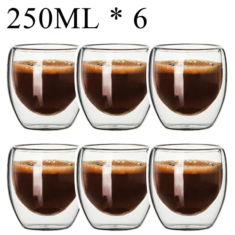 2-18PCS Double mur haute tasses en verre Borosilicate – Thé résistant à la chaleur, café, lait, et tasses de jus, Creative Bar Drinkware