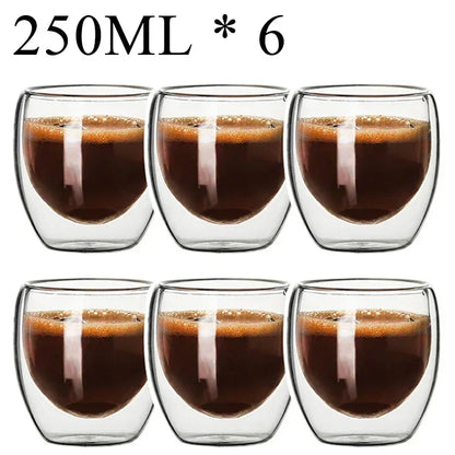 2-18PCS Double mur haute tasses en verre Borosilicate – Thé résistant à la chaleur, café, lait, et tasses de jus, Creative Bar Drinkware