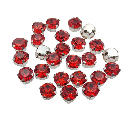 Strass rond en verre avec griffe – Cristaux de base en argent cousue pour vêtements, chaussures et artisanat