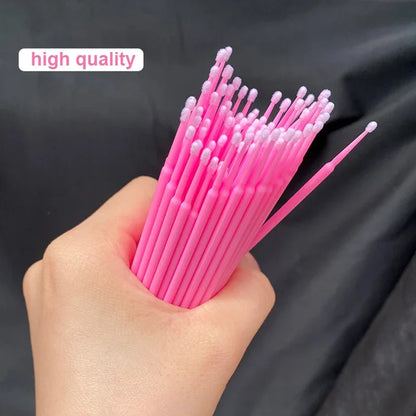 100PCS wimpers reinigen Penselen Micro katoenen swabs voor Lash uitbreidingen en make-up verwijderen