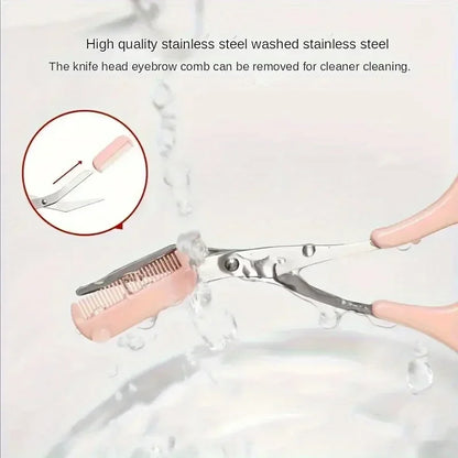3-Piece Eyebrow Trimmer Set Roestvrij stalen schaar, Comb & Shaver voor wimper en beginner make-up, Precisie Verwijdering Accessoires