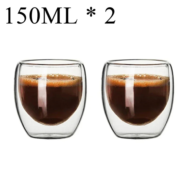 2-18PCS Double mur haute tasses en verre Borosilicate – Thé résistant à la chaleur, café, lait, et tasses de jus, Creative Bar Drinkware