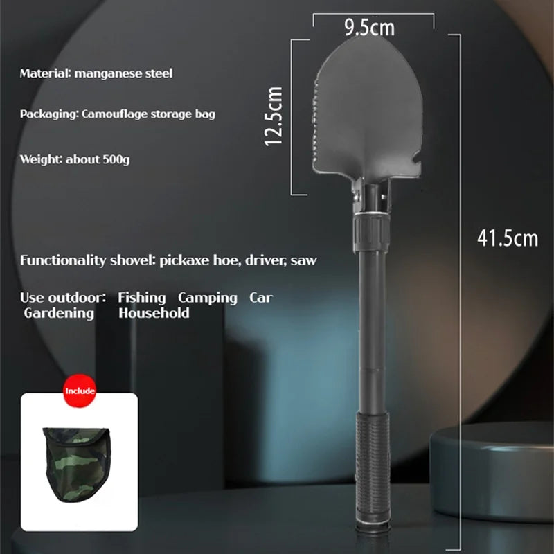 1PC Outdoor pliable Camping Shovel – Outil multifonctionnel d'entrenching de randonnée, Portable Garden & Survival Shovel